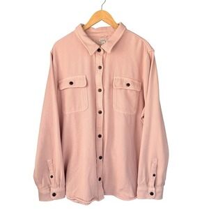 LL Bean Womens 3X Pink Cotton Button Down Long Sleeve Shirt Jacket Oversized‎
